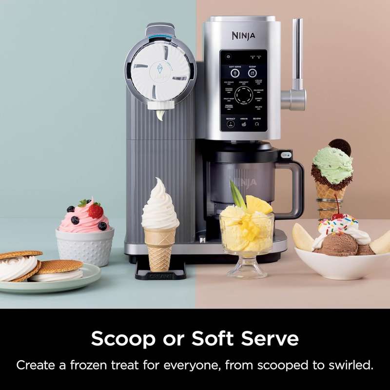 Ninja Swirl Ice Cream & Soft Serve Maker | 13-in-1 | Low-Calorie & Custom Treats | Includes 2 Pints