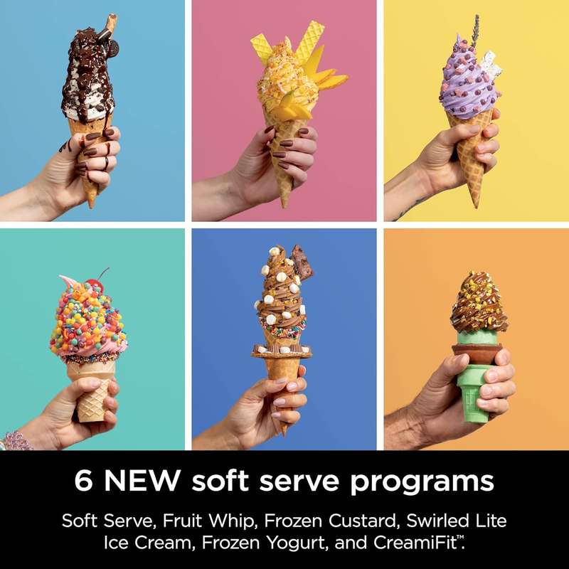 Ninja Swirl Ice Cream & Soft Serve Maker | 13-in-1 | Low-Calorie & Custom Treats | Includes 2 Pints
