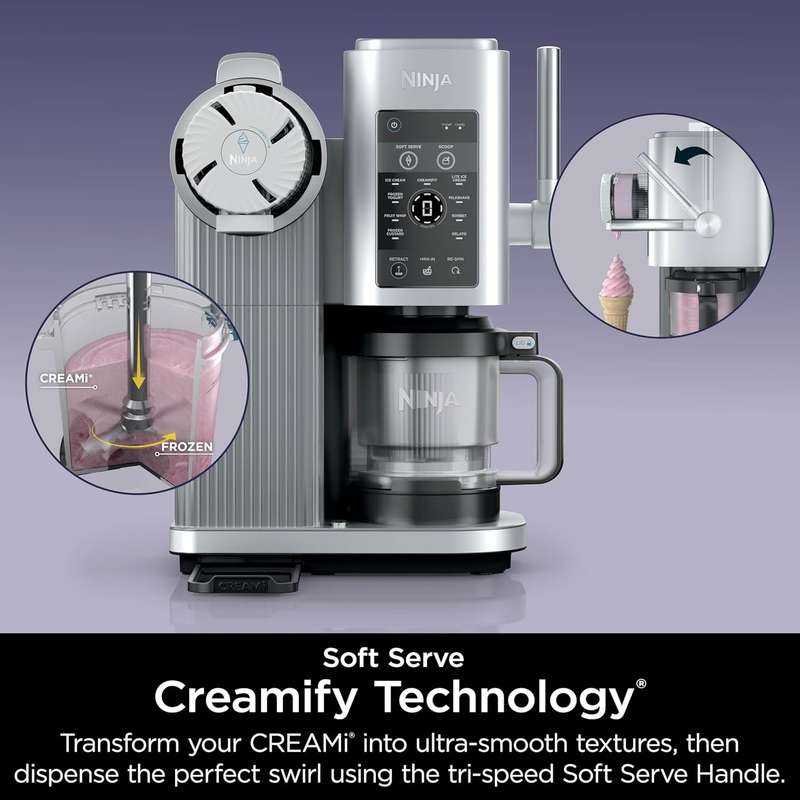 Ninja Swirl Ice Cream & Soft Serve Maker | 13-in-1 | Low-Calorie & Custom Treats | Includes 2 Pints