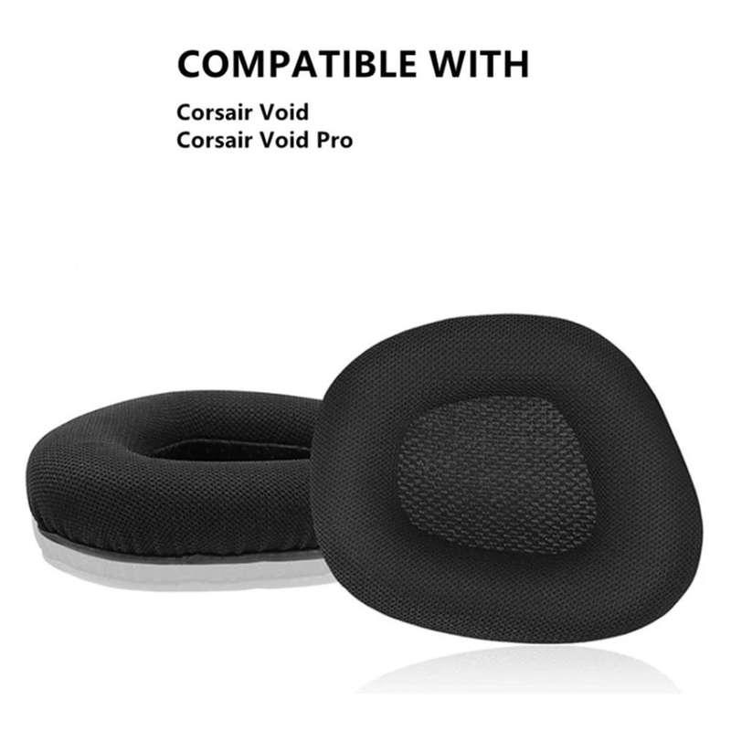 Black Mesh Ear Pads for Corsair Void & Void PRO (Wired/Wireless) - Black