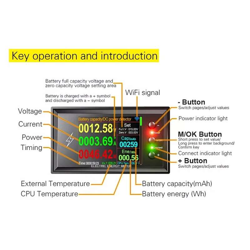 WIFI 200A Coulometer Battery Capacity Voltage Tester (For Getting Accurate Reading of Battery Per...