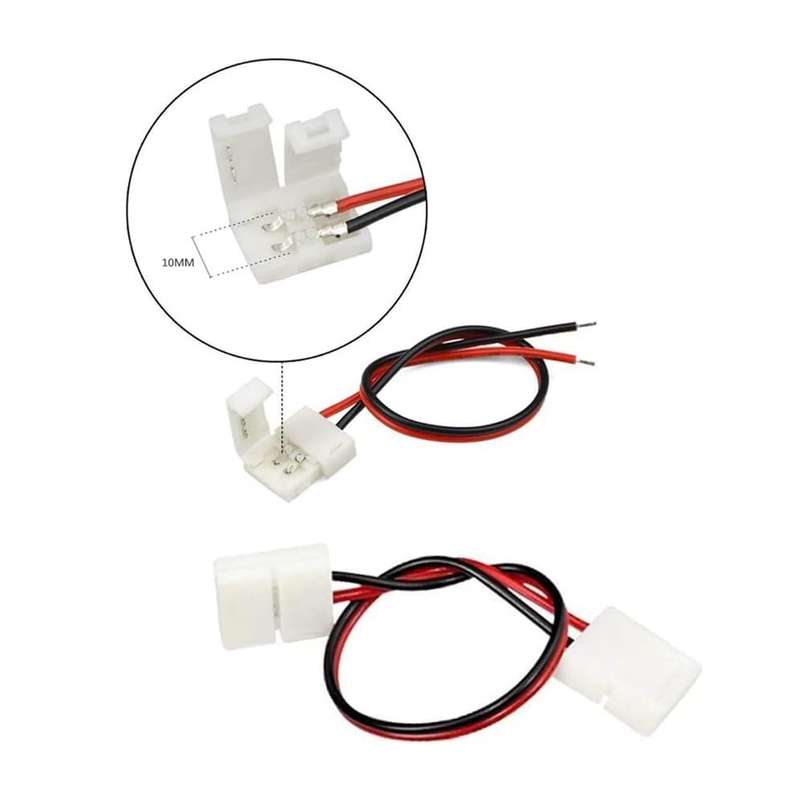 2 Pin 10mm LED Connector Kit for Single Color 5050 Led Strip Lights