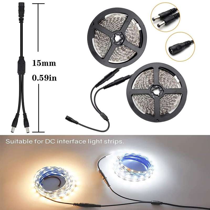 2 Pin 10mm LED Connector Kit for Single Color 5050 Led Strip Lights