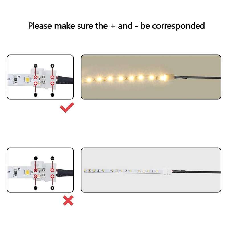 2 Pin 10mm LED Connector Kit for Single Color 5050 Led Strip Lights