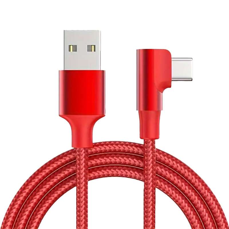 90 Degree Right Angle USB TO USB-C 2.0 Fast Data Sync Charging Cable Blue 25CM