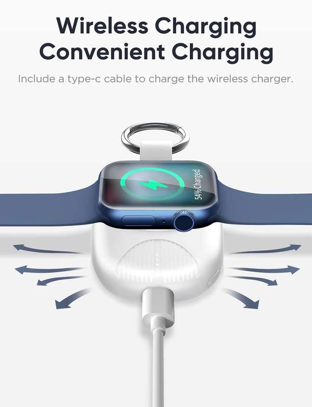 Portable Charger for Apple Watch - 1000mAh Magnetic Keychain Wireless Power Bank Watch Charger - ...