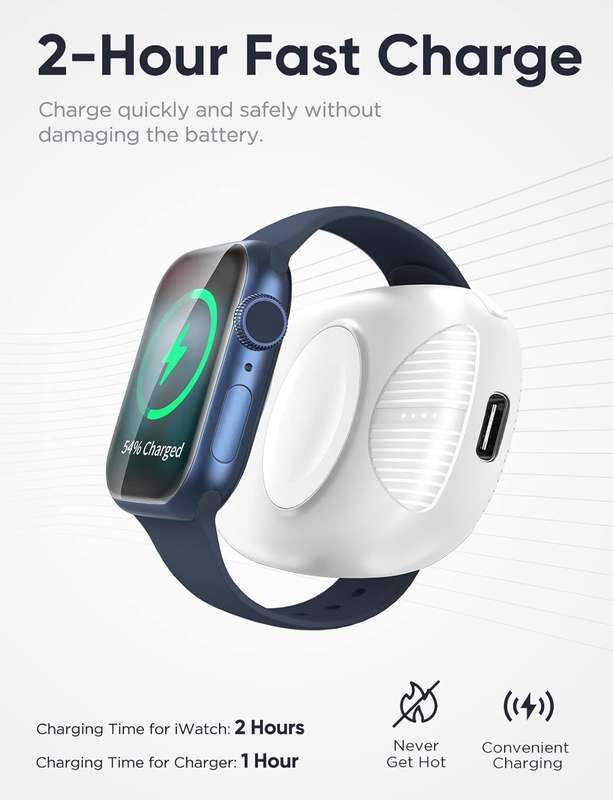 Portable Charger for Apple Watch - 1000mAh Magnetic Keychain Wireless Power Bank Watch Charger - ...