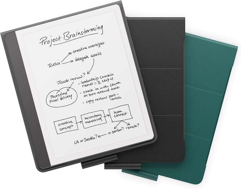 Amazon Kindle Scribe Leather Folio Cover with Magnetic Attach - Black