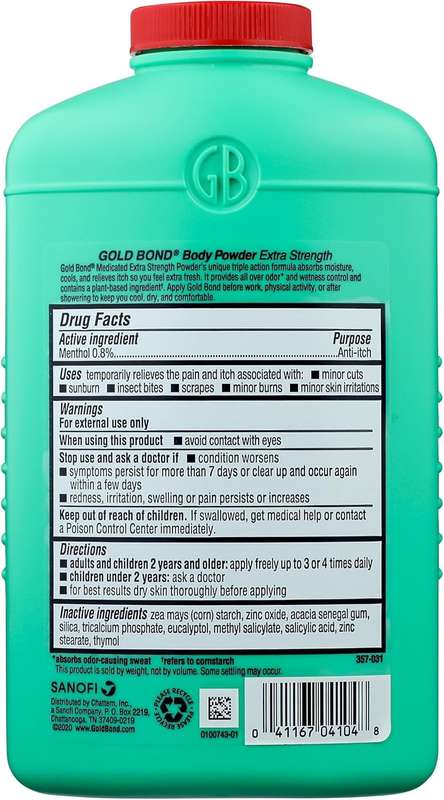 Gold Bond Medicated Talc-Free Extra Strength Body Powder 280g  Mint Cooling & Itch Relief