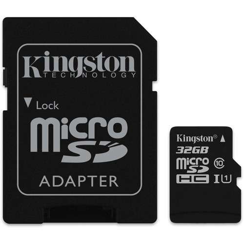 Kingston 32GB UHS-I microSDHC Memory Card with SD Adapter (Class 10) - Kingston