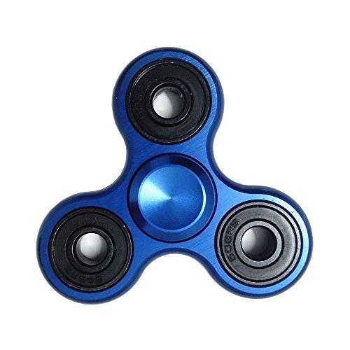 Aluminium Fidget Hand Tri-Spinner Anxiety Toy (Aluminium) - Blue