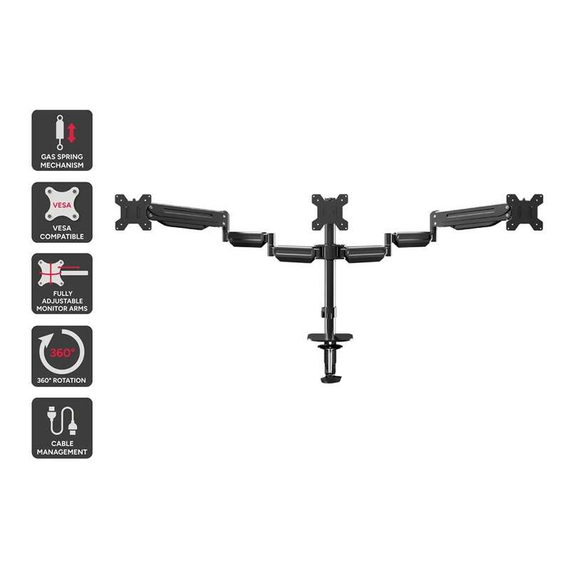 Triple Monitor Desk Stand - Designed to Hold Three 17-24 Monitors