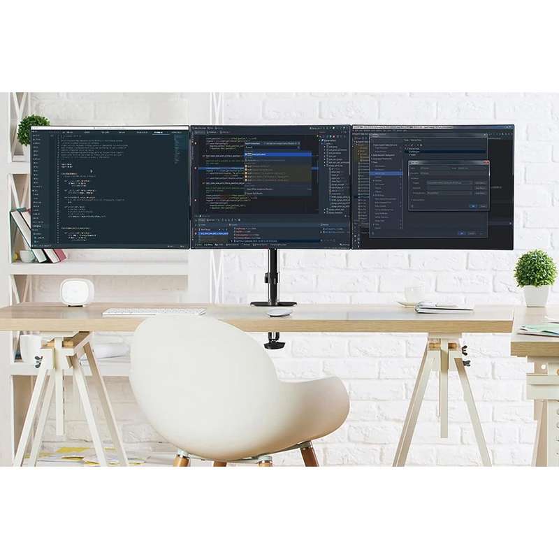 Triple Monitor Desk Stand - Designed to Hold Three 17-24 Monitors
