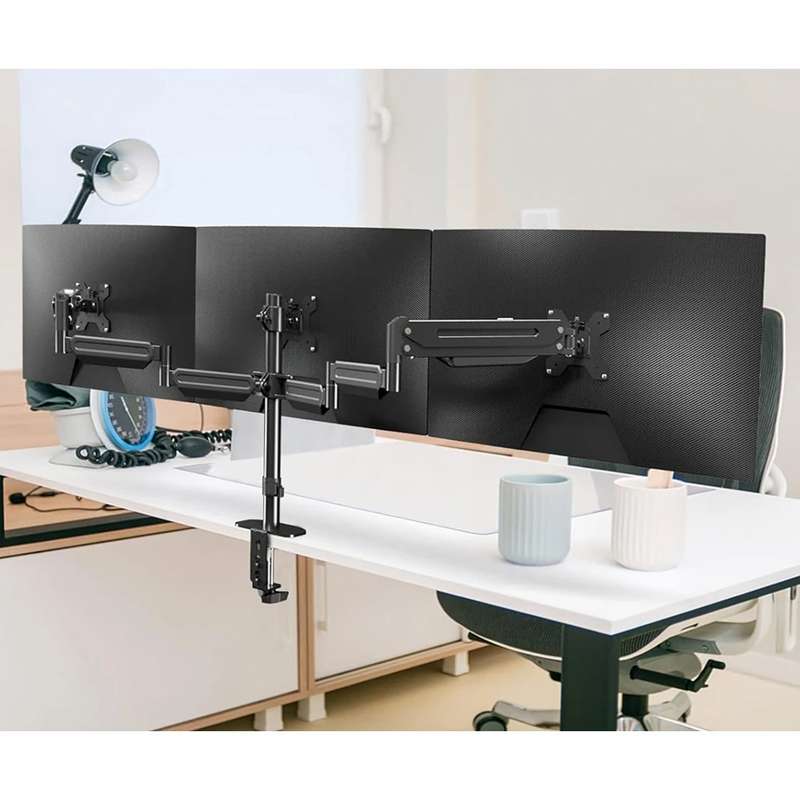 Triple Monitor Desk Stand - Designed to Hold Three 17-24 Monitors