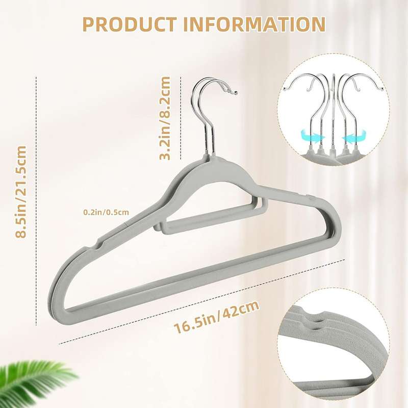 Velvet Non Slip Hangers - 10 Pack - Available in Various Colours Cream