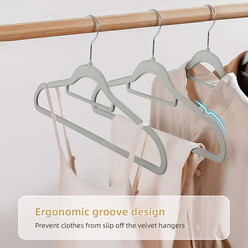 Velvet Non Slip Hangers - 10 Pack - Available in Various Colours Cream