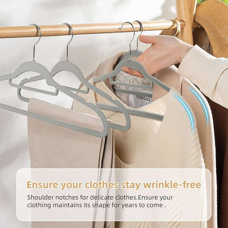 Velvet Non Slip Hangers - 10 Pack - Available in Various Colours Cream
