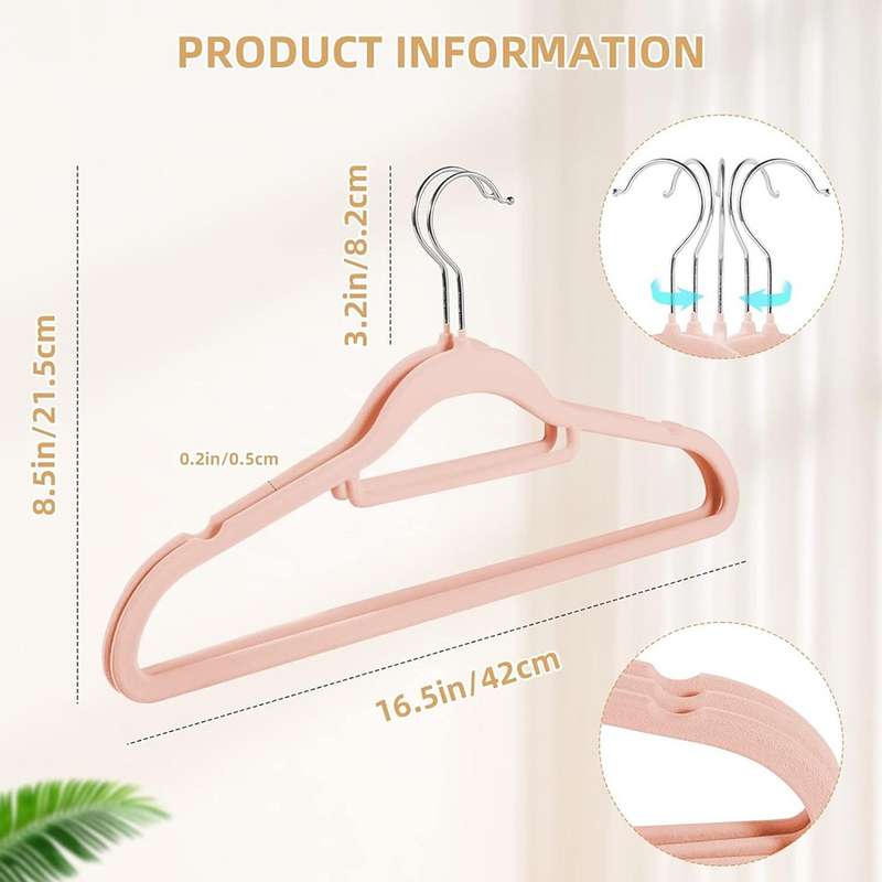 Velvet Non Slip Hangers - 10 Pack - Available in Various Colours Cream