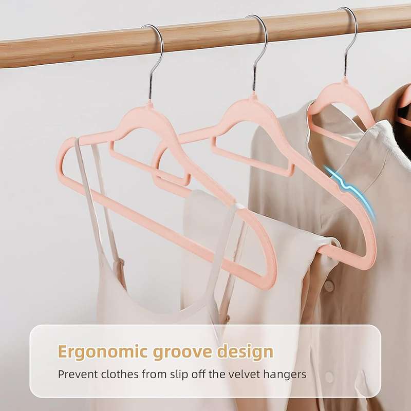 Velvet Non Slip Hangers - 10 Pack - Available in Various Colours Cream