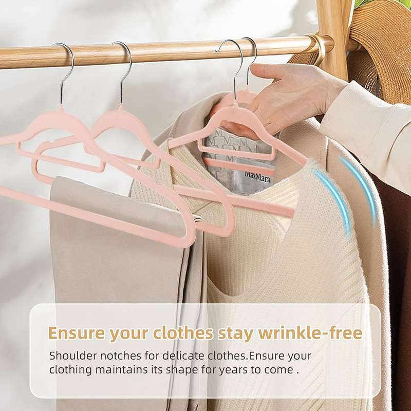 Velvet Non Slip Hangers - 20 Pack - Available in Various Colours Cream