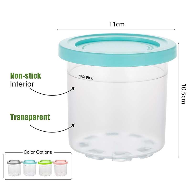 Ninja Creami Pint Containers and Lids with Spoons (Set of 4) - Includes Ice-Cream Scoop