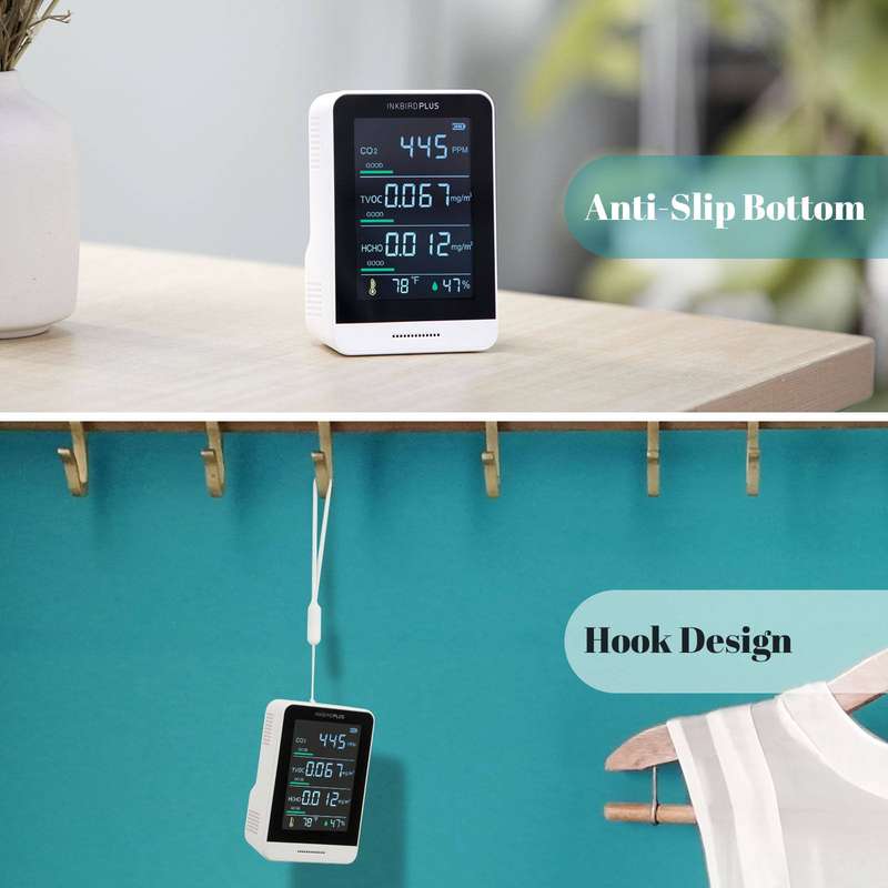 5-in-1 Air Quality Monitor - Breath Easy with Real-Time Air Quality Readings (Multiple Colors) Black