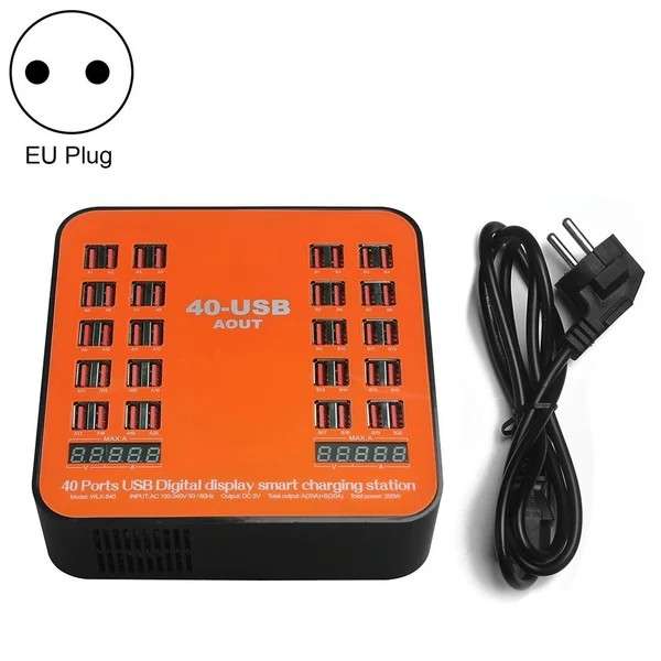 40-Port USB Digital Display Smart Charging Station AC100-240V