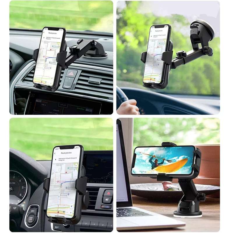 Universal Cellphone Windscreen Mount with 360° Swivel - Auto Lock Function - Adjustable Angle