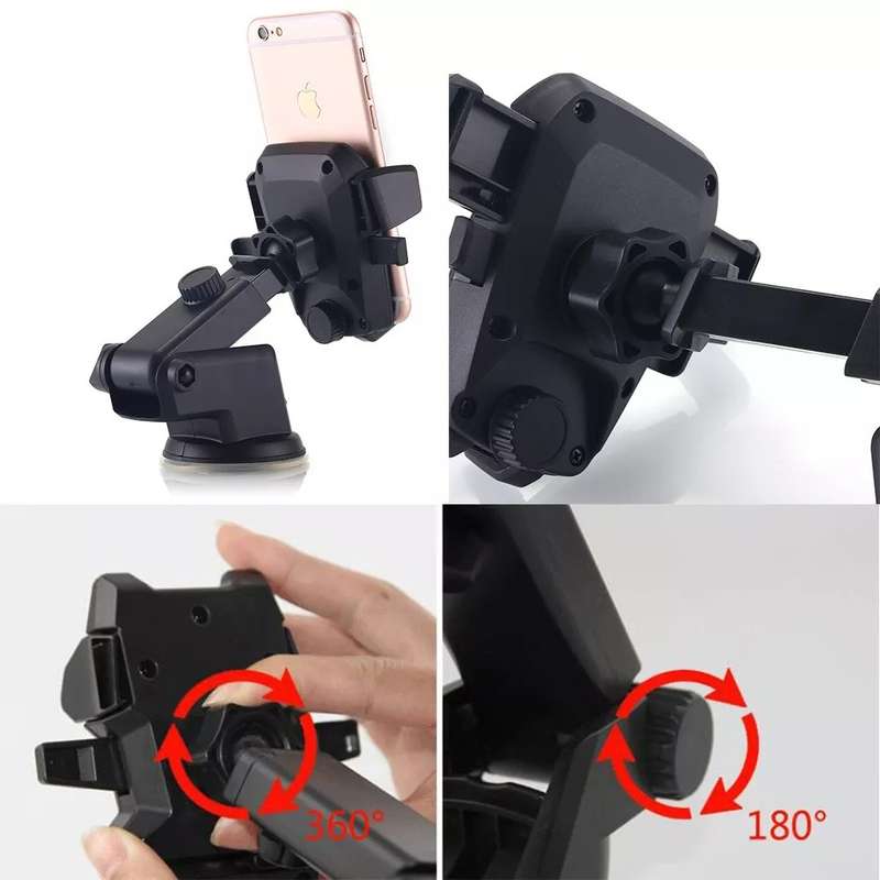 Universal Cellphone Windscreen Mount with 360° Swivel - Auto Lock Function - Adjustable Angle