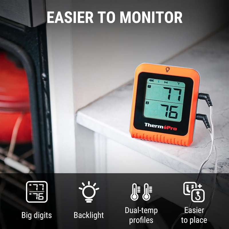 ThermoPro Digital Wireless Meat Thermometer - Bluetooth with 2 Probes