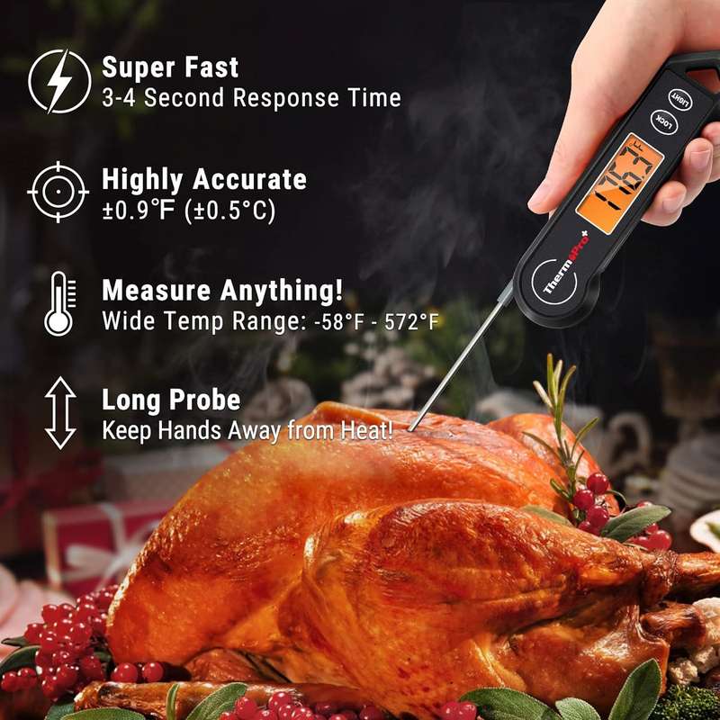 ThermoPro TP19H Digital Meat Thermometer - Available in Various Colours Black