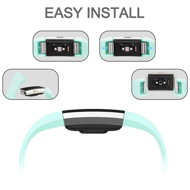 Fitbit Charge 2 Silicon Band - Adjustable Replacement Strap - TEAL Large