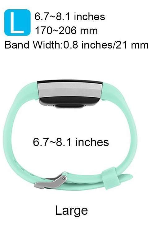 Fitbit Charge 2 Silicon Band - Adjustable Replacement Strap - TEAL Large
