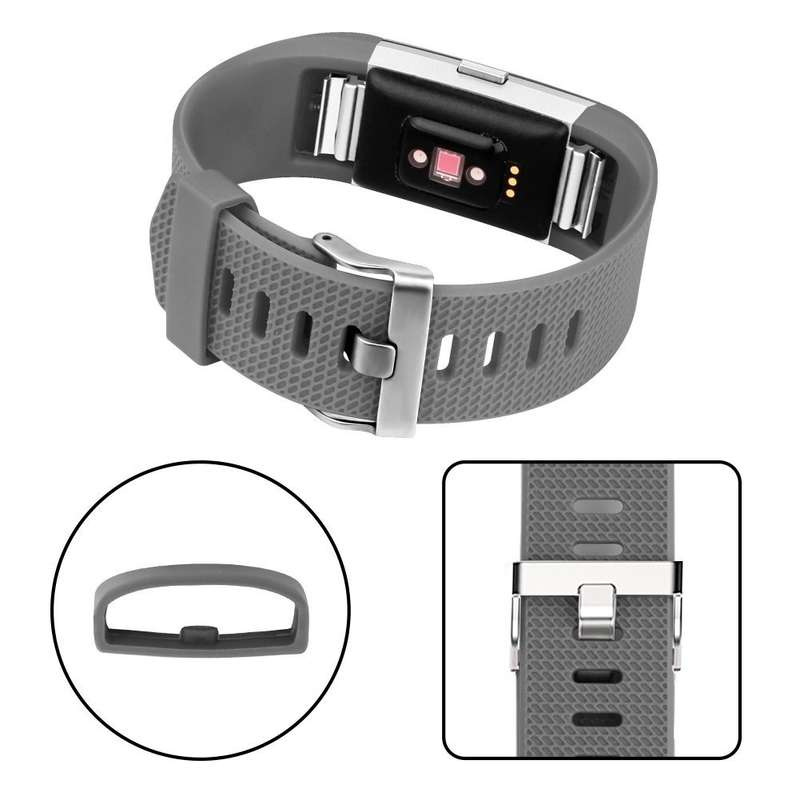 Fitbit Charge 2 Silicon Band - Adjustable Replacement Strap - Grey (Small)