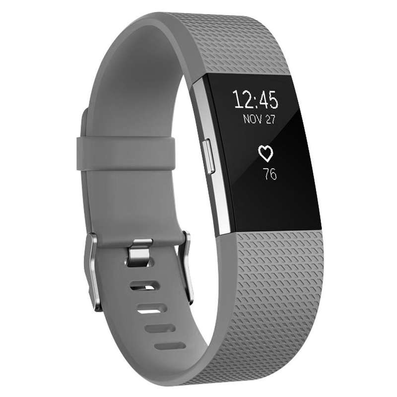 Fitbit Charge 2 Silicon Band - Adjustable Replacement Strap - Grey (Small)