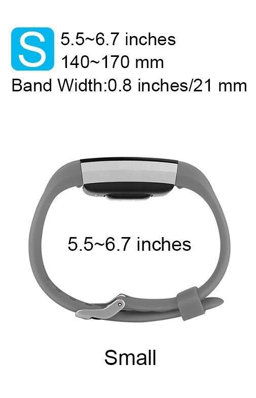 Fitbit Charge 2 Silicon Band - Adjustable Replacement Strap - Grey (Small)