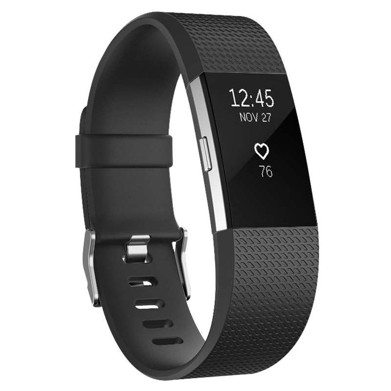 Fitbit Charge 2 Silicon Band - Adjustable Replacement Strap - BLACK Small