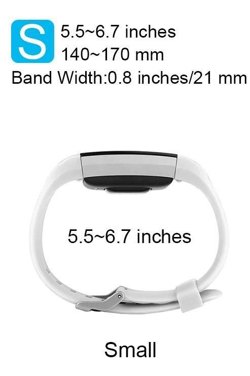 Fitbit Charge 2 Silicon Band - Adjustable Replacement Strap - WHITE Small