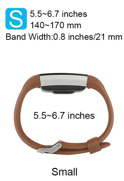 Fitbit Charge 2 Silicon Band - Adjustable Replacement Strap - Brown (Medium/ Large)