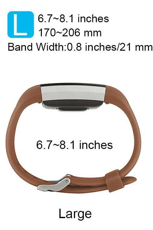 Fitbit Charge 2 Silicon Band - Adjustable Replacement Strap - Brown (Small)