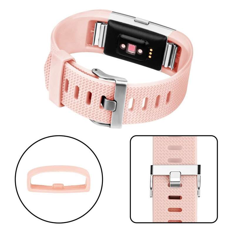 Fitbit Charge 2 Silicon Band - Adjustable Replacement Strap - Blush Pink (Large)