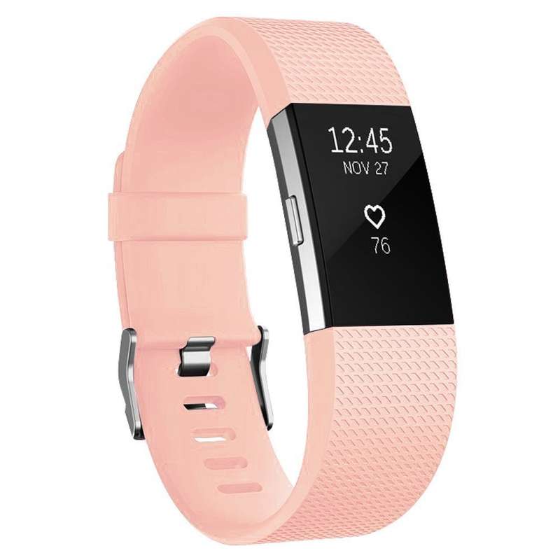 Fitbit Charge 2 Silicon Band - Adjustable Replacement Strap - Blush Pink (Large)