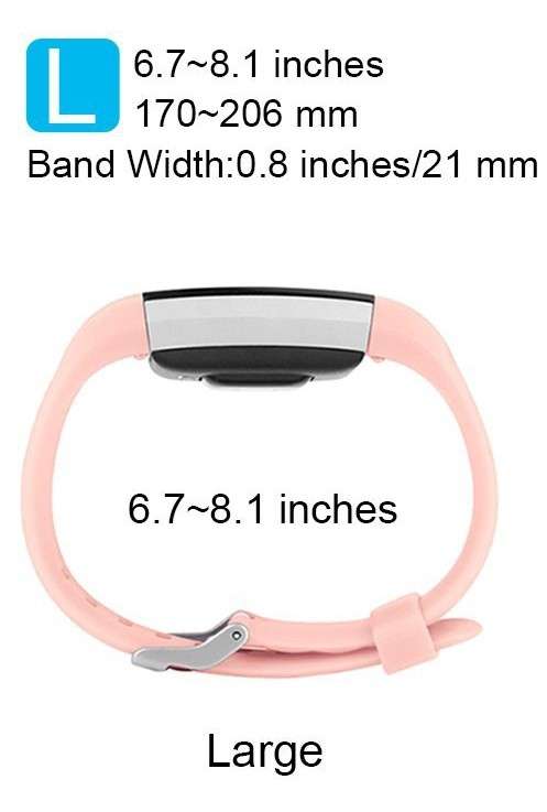 Fitbit Charge 2 Silicon Band - Adjustable Replacement Strap - Blush Pink (Large)