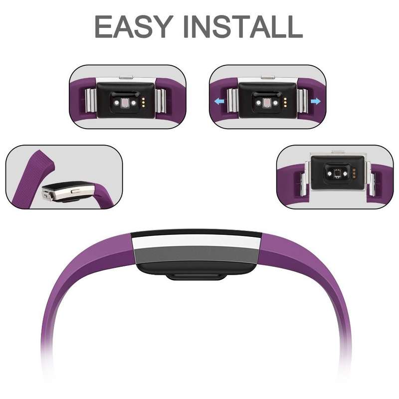 Fitbit Charge 2 Band - Adjustable Replacement Strap - PLUM Large