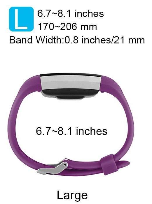 Fitbit Charge 2 Band - Adjustable Replacement Strap - PLUM Large