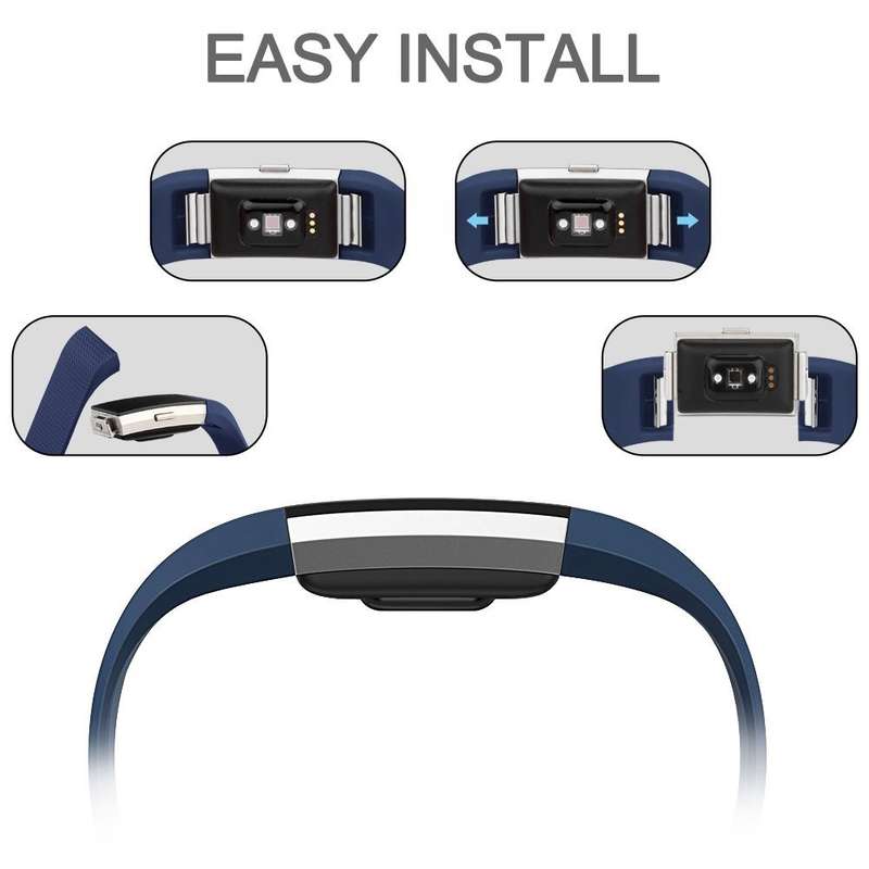 Fitbit Charge 2 Band - Adjustable Replacement Strap - BLUE (Large)