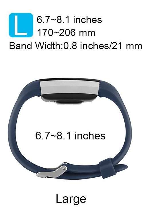 Fitbit Charge 2 Band - Adjustable Replacement Strap - BLUE (Large)