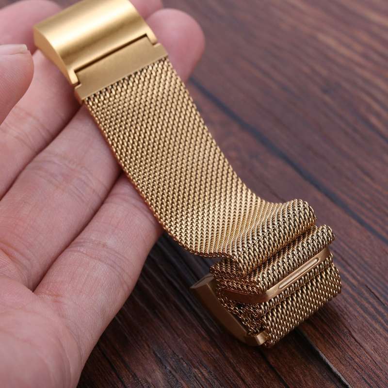 Fitbit Charge 2 Stainless Steel Band - Adjustable Replacement Strap with Magnetic Lock - Gold