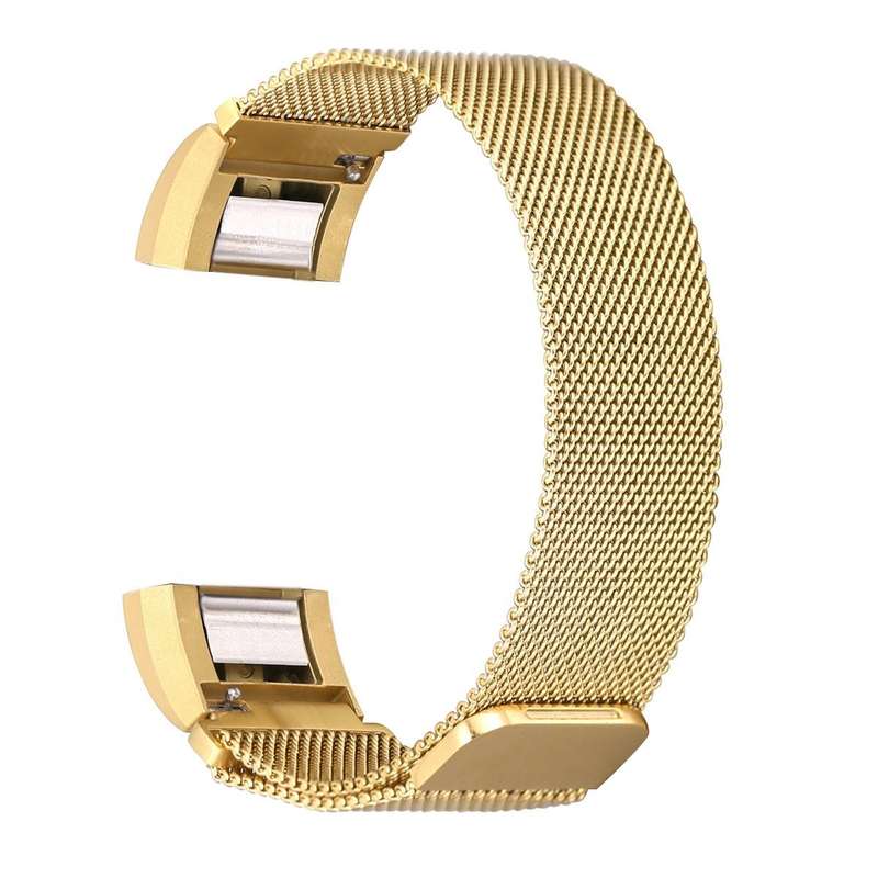Fitbit Charge 2 Stainless Steel Band - Adjustable Replacement Strap with Magnetic Lock - Gold