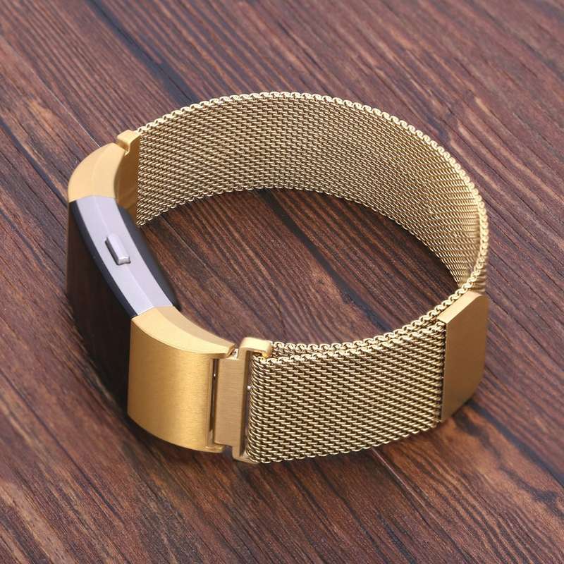 Fitbit Charge 2 Stainless Steel Band - Adjustable Replacement Strap with Magnetic Lock - Gold